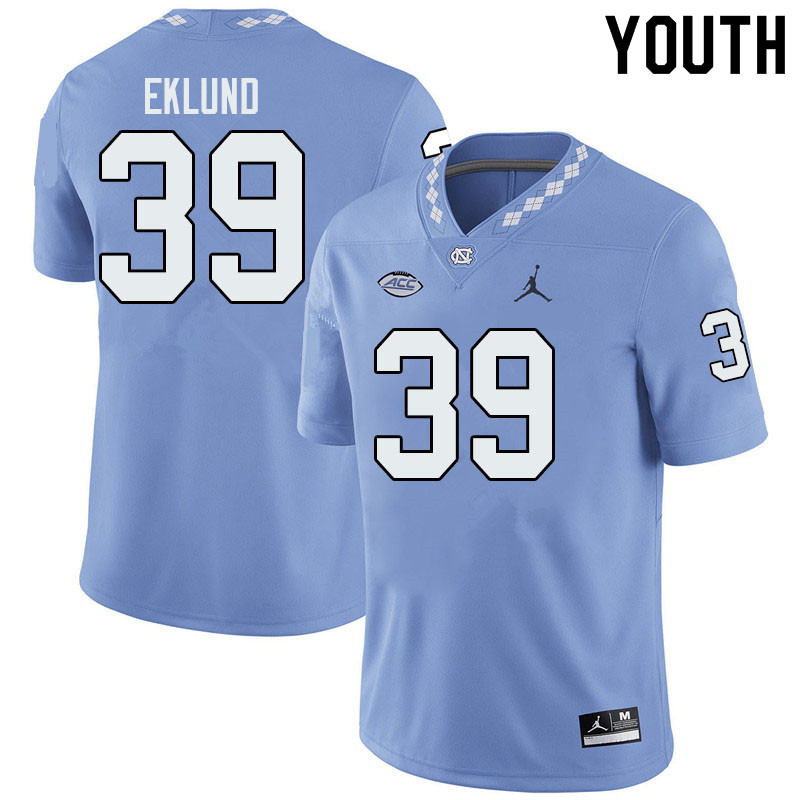 Jordan Brand Youth #39 Graham Eklund North Carolina Tar Heels College Football Jerseys Sale-Blue
